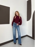 Bolero Detaylı Triko Takım Bordo