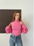 Bolero Detaylı Triko Takım Pembe