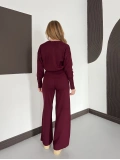 Çıtçıt Düğme Detaylı Triko Takım Bordo