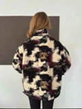 Desenli Peluş Polar Bej-Siyah-Bordo