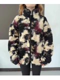 Desenli Peluş Polar Bej-Siyah-Bordo