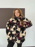 Desenli Peluş Polar Bej-Siyah-Bordo