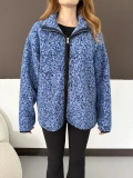 Desenli Peluş Polar lacivert