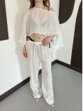 Dijital Baskı Asimetrik Bikini Üstü Takım Kahve-Bej