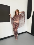 Dijital Baskı Asimetrik Bikini Üstü Takım Leopar