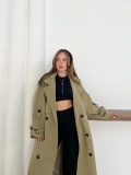 Düğme Detaylı Oversize Trençkot Haki