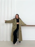 Düğme Detaylı Oversize Trençkot Haki