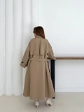 Düğme Detaylı Oversize Trençkot Krem