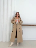 Düğme Detaylı Oversize Trençkot Krem