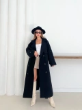 Düğme Detaylı Oversize Trençkot Siyah