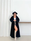 Düğme Detaylı Oversize Trençkot Siyah