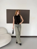 Düğme Detaylı Triko Vintage Yelek Siyah