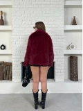 Fermuar Detaylı Velura Kürk Bordo