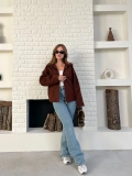 Fermuarlı Kaşe Kısa Ceket Kahverengi