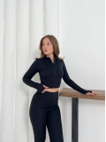 Fermuarlı Tayt Takım Siyah