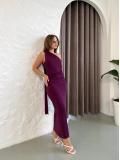Flarlı Drapeli Sandy Elbise Mor