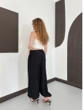 Fular Detaylı Şalvar Pantolon Siyah