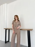 Gofre Kumaş İkili Takım Vizon