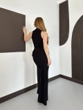 Halter Yaka Bel Detaylı Yırmaçlı Sandy Elbise Siyah