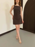 Ham Keten Basic Elbise Kahve