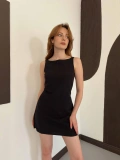 Ham Keten Basic Elbise Siyah