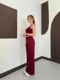İp Askılı Yumaşak Dokulu Basic Atlet-Pantolon Takım Bordo