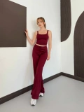 İp Askılı Yumaşak Dokulu Basic Atlet-Pantolon Takım Bordo