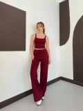 İp Askılı Yumaşak Dokulu Basic Atlet-Pantolon Takım Bordo