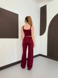 İp Askılı Yumaşak Dokulu Basic Atlet-Pantolon Takım Bordo