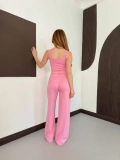 İp Askılı Yumaşak Dokulu Basic Atlet-Pantolon Takım Pembe