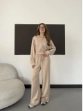 Kapüşonlu Modal Bol Paça İkili Takım Bej