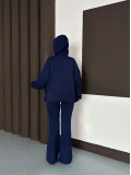 Kapüşonlu Modal Pantolonlu İkili Set Lacivert
