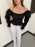 Madonna Yaka Poplin Kumaş Bluz Siyah
