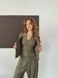 Modal Kumaş Üçlü Mudail Takım Haki