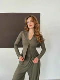 Modal Kumaş Üçlü Mudail Takım Haki