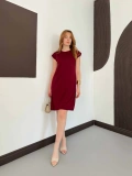 Omuz Vatkalı Sandy Basic Elbise Bordo