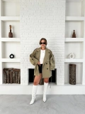 Parça Detalı Oversize Trençkot Haki