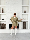 Parça Detalı Oversize Trençkot Haki
