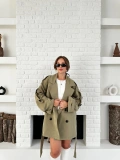 Parça Detalı Oversize Trençkot Haki