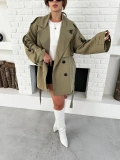 Parça Detalı Oversize Trençkot Haki