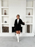 Parça Detalı Oversize Trençkot Siyah