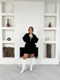 Parça Detalı Oversize Trençkot Siyah