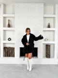 Parça Detalı Oversize Trençkot Siyah