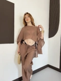 Pelerin Bluz Pantolon Plaj Takım Kahve