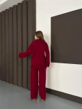 Polo Yaka Triko Pantolonlu Takım Bordo