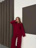 Polo Yaka Triko Pantolonlu Takım Bordo