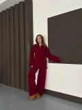 Polo Yaka Triko Pantolonlu Takım Bordo
