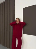 Polo Yaka Triko Pantolonlu Takım Bordo