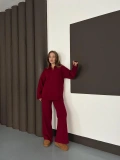 Polo Yaka Triko Pantolonlu Takım Bordo