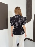 Puantiyeli Balon Kol Blazer Ceket Siyah